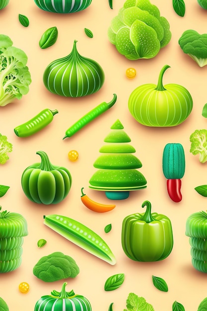 Modèle sans couture de légumes verts