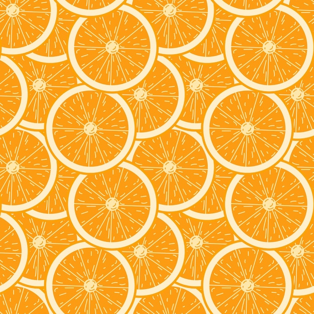 Modèle sans couture en mosaïque de tranches d'orange de dessin animé, impression de fruits