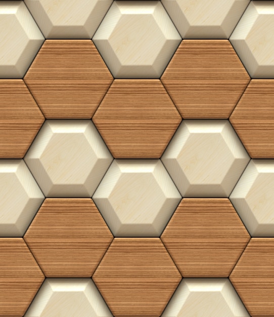 Modèle sans couture de mur bois hexagone