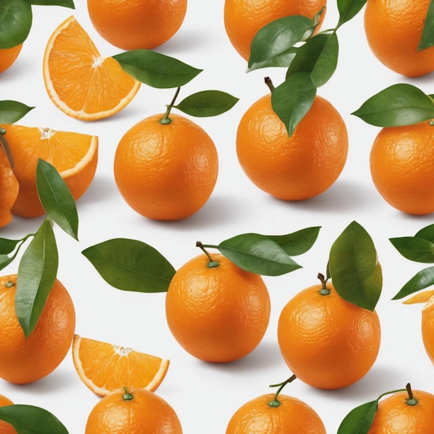 Modèle sans couture d'oranges avec des feuilles et des tranches vertes