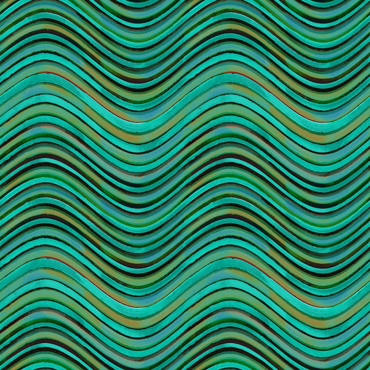 Photo modèle sans couture. teal turquoise bleu jaune et marron grunge ondulé abstrait géométrique rayé. texture transparente dessinée à la main à l'aquarelle avec des rayures de couleur.