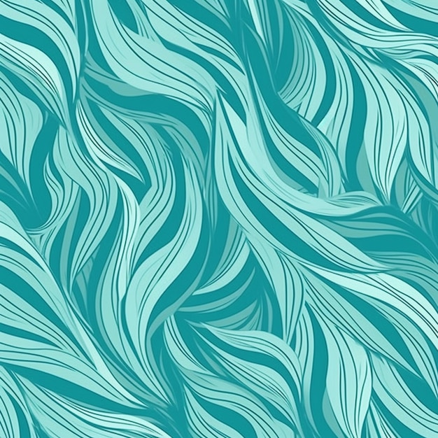 Un modèle sans couture avec des vagues bleues sur fond turquoise.