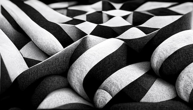 Modèle sans couture avec des vagues géométriques Texture élégante sans fin Fond monochrome d'ondulation Illusion d'optique Peinture numérique 3D