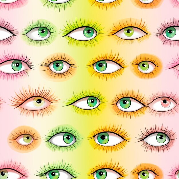 Photo modèle sans couture d'yeux de différentes couleurs avec de longs cils génératifs ai