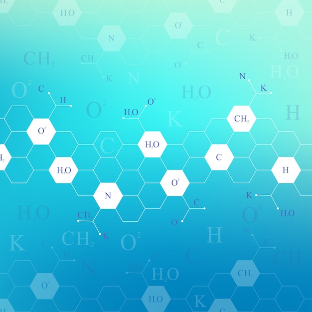 Modèle scientifique de chimie hexagonale. Structurer la recherche sur l'ADN des molécules en tant que concept. Communication de fond scientifique et technologique. Contexte scientifique médical pour votre conception, Illustration.