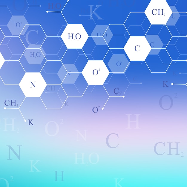 Modèle scientifique de chimie hexagonale. Structurer la recherche sur l'ADN des molécules en tant que concept. Communication de fond scientifique et technologique. Contexte scientifique médical pour votre conception, Illustration.