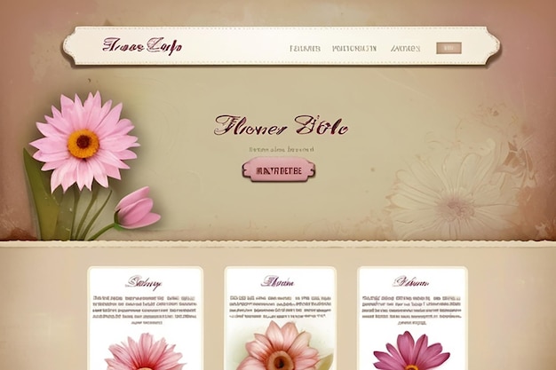 modèle de site Web pour la boutique de fleurs et la boutique en ligne les effets frottés usés sont sur des couches différentes