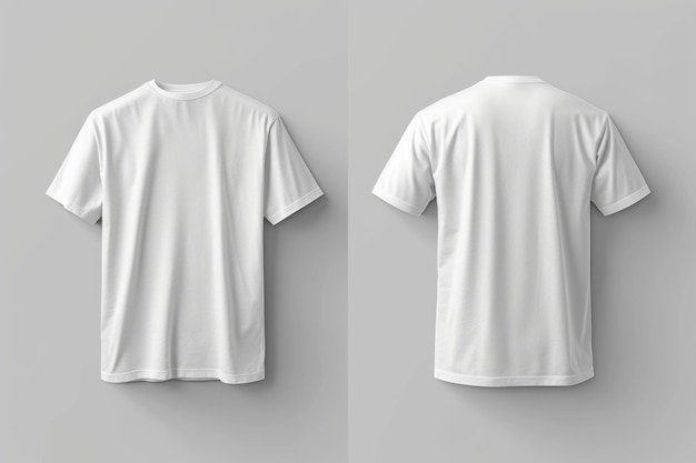 Modèle de t-shirt blanc blanc Vues avant et arrière