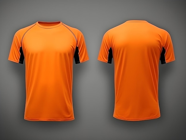 Modèle de t-shirt blanc orange néon dessin avant et arrière sur fond gris mannequin invisible
