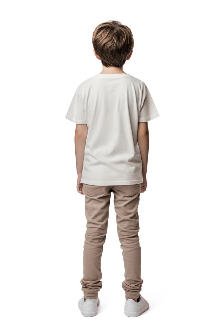 Photo modèle de t-shirt à dos kaki debout