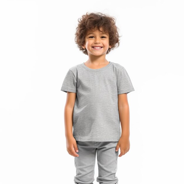 modèle de T-shirt pour enfants avec design de T-shirts jaune vert rouge orange gris avec fond blanc