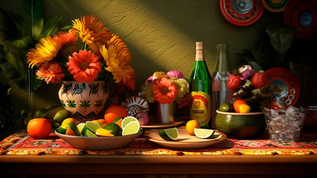 Modèle de table Cinco de Mayo illustrateur d'IA générative