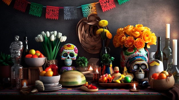 Modèle de table Cinco de Mayo illustrateur d'IA générative