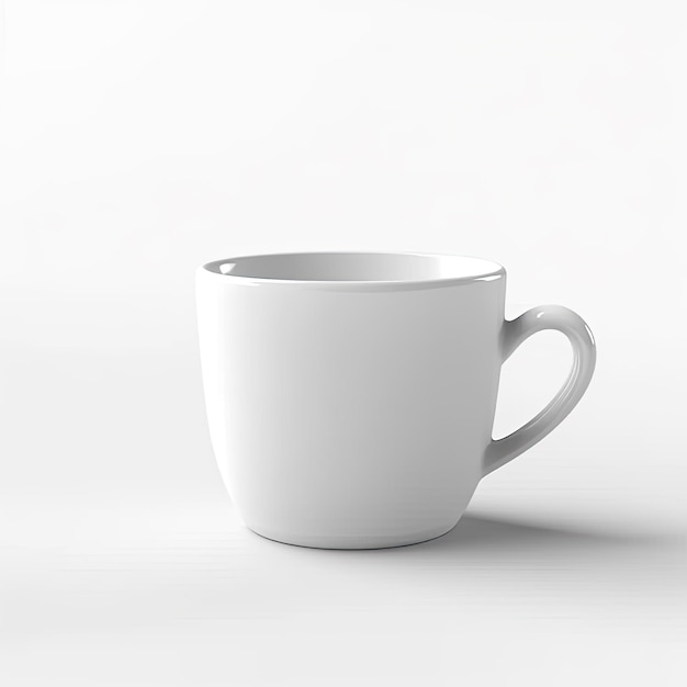 Modèle de tasse blanche sur fond blanc