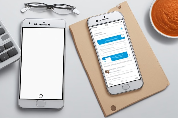 Photo modèle de téléphone dans le chemin de coupe à la main capture de studio d'un smartphone avec un écran blanc vide pour le site web