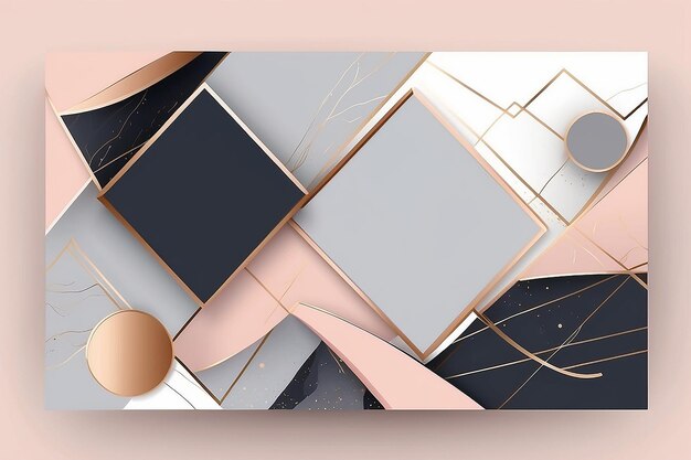 Modèle d'en-tête géométrique élégant or rose et gris Lux et ambiance commerciale élément de conception vectoriel laconique pour carte