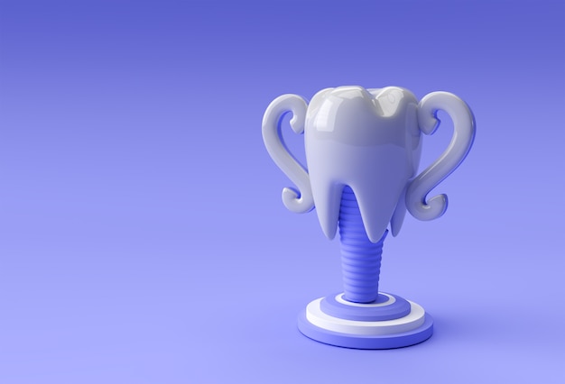 Modèle de trophée dentaire de rendu 3D de la dent prémolaire.