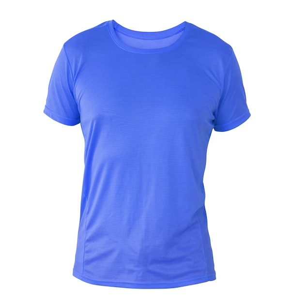 Modèle de tshirt bleu sur mannequin invisible isolé sur fond blanc