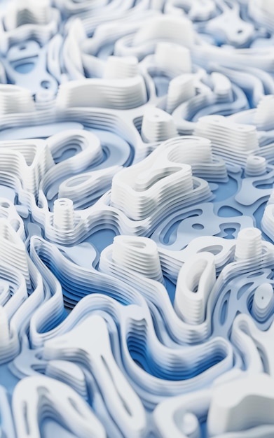 Modèle de vague papier découpé fond rendu 3d