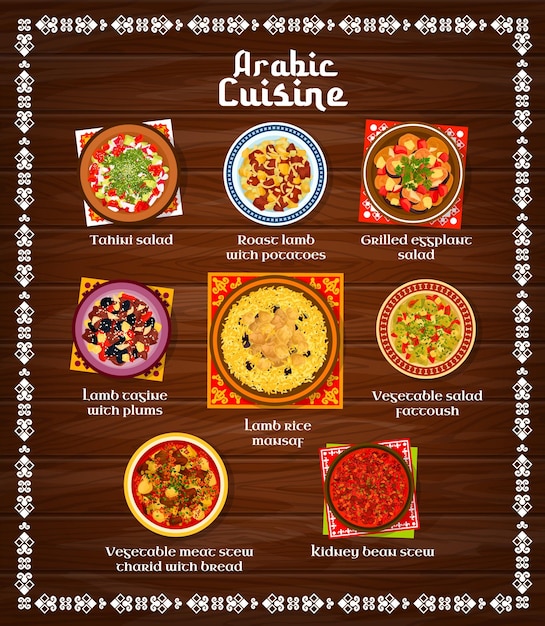 Modèle de vecteur de couverture de menu de restaurant de cuisine arabe