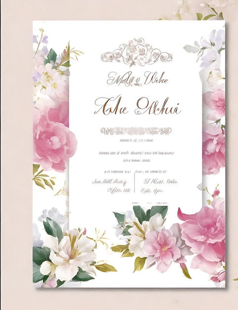Modèle vectoriel de carte d'invitation de mariage florale colorée