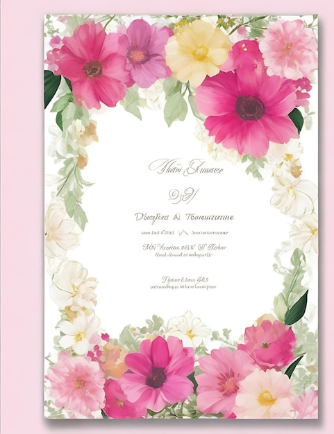 Modèle vectoriel de carte d'invitation de mariage florale colorée