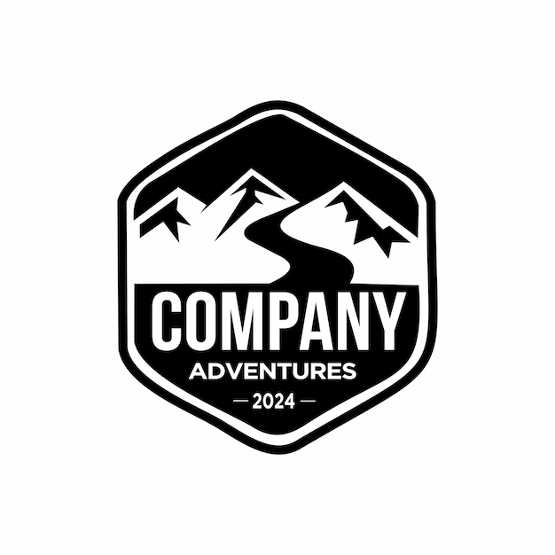 Modèle vectoriel de conception du logo de la montagne vintage