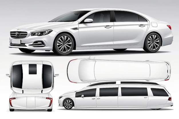 Modèle vectoriel de voiture sur fond blanc Limousine d'affaires isolée