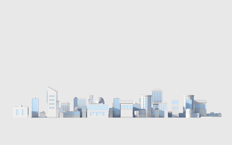 Photo modèle de ville numérique avec rendu 3d de fond blanc