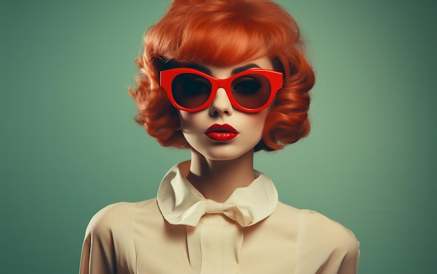 Un modèle vintage rétro hipster chic femme IA