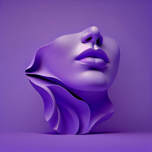 Un modèle violet avec un visage en papier et un visage en papier.