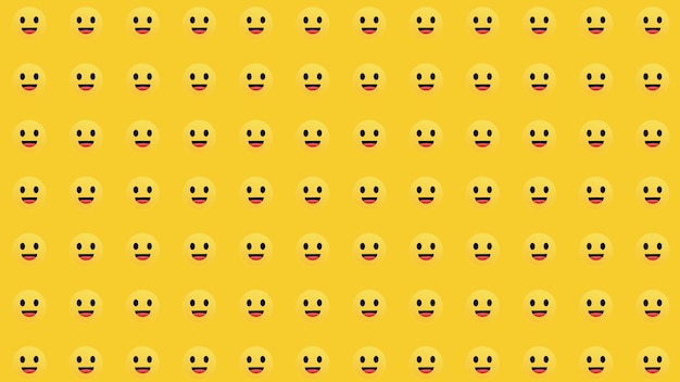 Modèle de visage souriant heureux dans un fond d'espace vide jaune. Personnage coloré de drôle de bande dessinée.