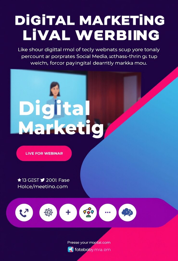 Photo modèle de webinaire en direct de marketing numérique et de post sur les médias sociaux d'entreprise
