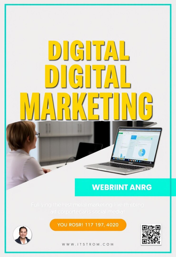 Photo modèle de webinaire en direct de marketing numérique et de post sur les médias sociaux d'entreprise