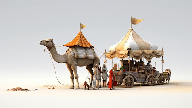 Photo modèles 3d chameau du patrimoine des emirats et fantasme de personnage traditionnel généré par l'ia