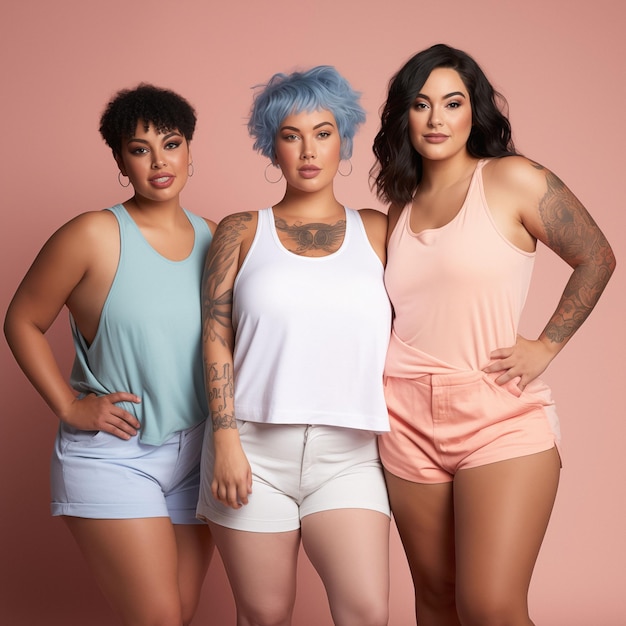 modèles androgynes de taille plus grande de race mixte