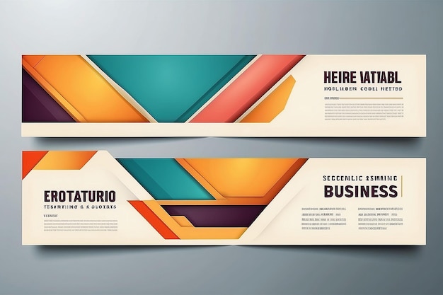 Des modèles de bannières commerciales horizontales avec des dessins de couleurs rétro