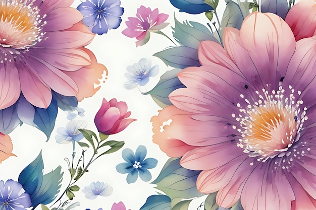 Modèles de fleurs de coup hypnotisants dans des images vectorielles aquarelles sans soudure