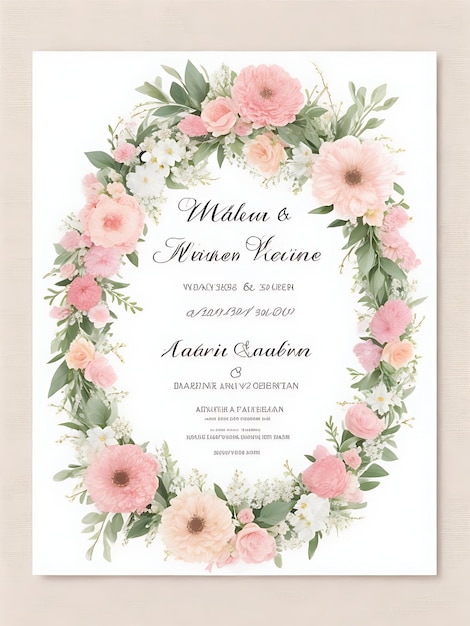 Modèles d'invitation de mariage de couronne de fleurs élégantes