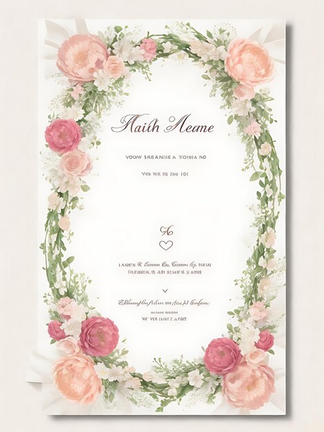 Modèles d'invitation de mariage de couronne de fleurs élégantes