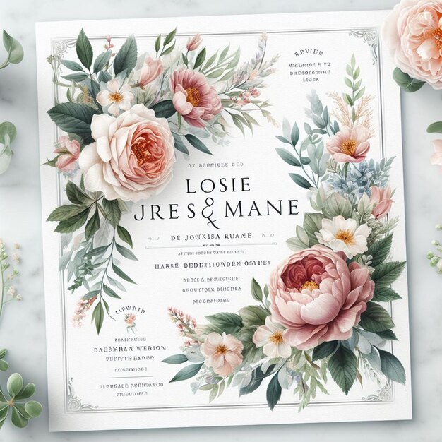 Photo des modèles d'invitation de mariage florale