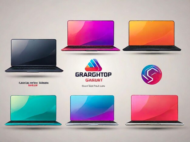 Des modèles de logo d'ordinateur portable en gradient