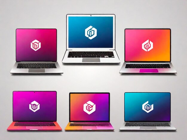 Des modèles de logo d'ordinateur portable en gradient