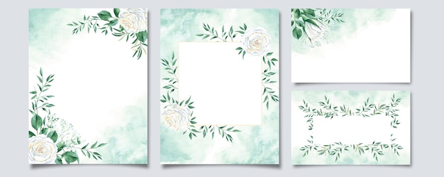 Modèles de mariage cartes de fond floral mariage rustique stationnaire avec des roses blanches crémeuses