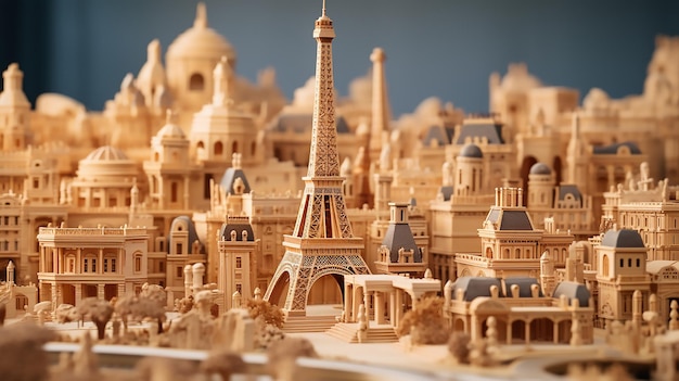 Modèles miniatures de bâtiments et tour Eiffel touristique à paris modèle miniature de la ville