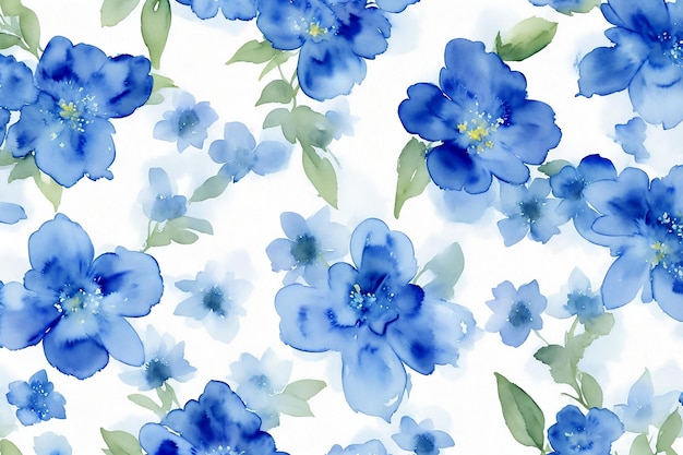 Modèles sans couture aquarelle fleurs bleues