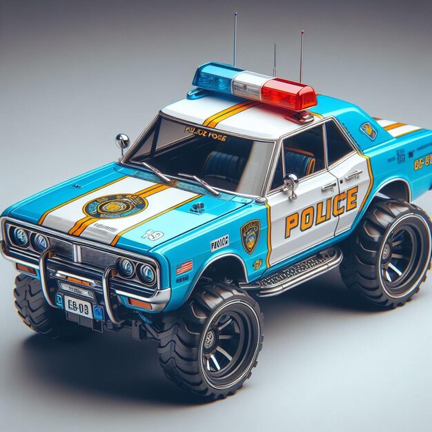 Photo modélisation de voiture de police 3d avec fond gris