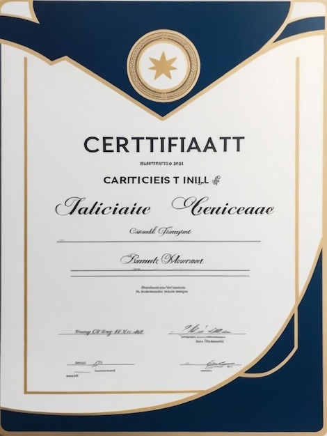 Moderne modèle de certificat bleu et blanc