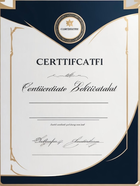 Moderne modèle de certificat bleu et blanc