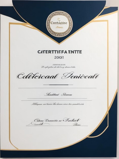 Moderne modèle de certificat bleu et blanc